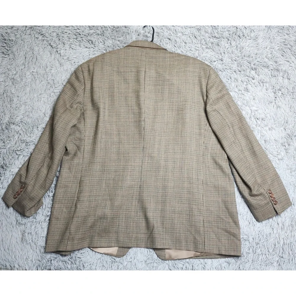 Lauren Ralph Lauren Blazer Mens 54R Brown Houndstooth 100% Wool Sport Coat Suit